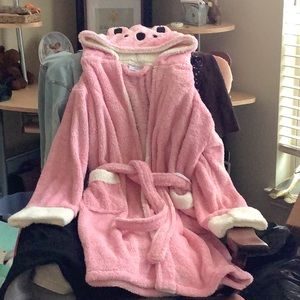 Pink and white teddy bear robe.